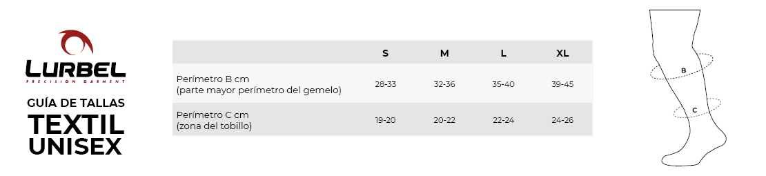 Guía de tallas perneras Lurbel